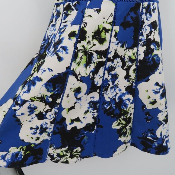 Parker Women Medium Blue White Floral Flower A Line Cut Out Back Dress Sundress - Picture 4 of 13
